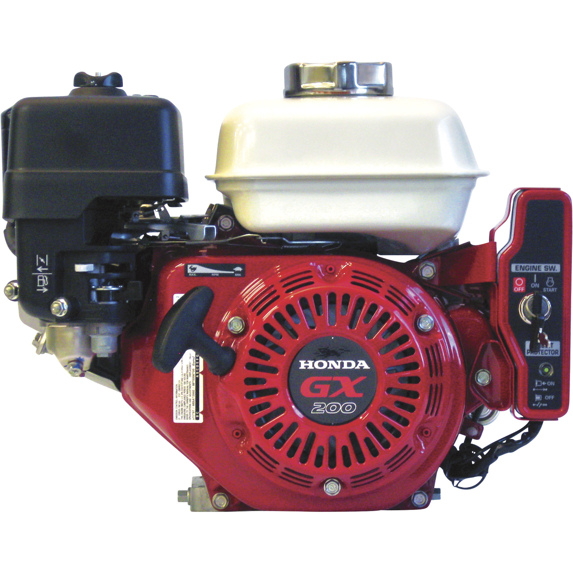 Honda Engines, HONDA 200CC ENG W/ELEC START, Engine Displacement 196 cc, Engine Type GX Series OHV Commercial-duty, Shaft Diameter 3/4 in, Model# GX200UT2XQXE2